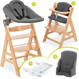 hauck Hauck, Hochstuhl, Hochstühle Alpha Plus Natur XXL Newborn Set - Hochstuhl + 2in1 (Treppenhochstuhl)