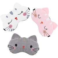 Lusofie 3 Stück Kinder Schlafmaske Cartoon Katze Schlafmaske mit Verstellbaren Trägern Weiche Kinder Augenmaske Augenbinden Baumwolle Schlafmaske für Erwachsene Kinder Reise Augenmaske