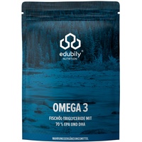 edubily nutrition® Omega-3 Fischölkapseln • 70% Omega 3-Gehalt • EPA DHA Kapseln in pharmazeutischer Qualität aus nachhaltigem Wildfang • Kleine Kapseln • 300 Kapseln