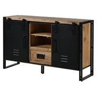 Massivmoebel24 Sideboard Mango 150x45x90 natur lackiert / Metall schwarz