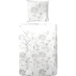 Bettwäsche PRIMERA "Mako-Satin-Bettwäsche Sky Crystal", grau (weiß, grau), B/L: 135cm x 200cm, , Mako-Satin, B/L: 80cm x 80cm, Mako-Satin, Obermaterial: 100% Baumwolle, Bettwäsche, mit abstrakten Formen