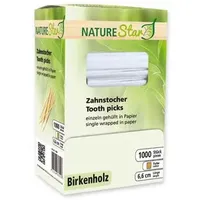 NATUREStar Holz-Zahnstocher einzeln verpackt, DM 2x66mm VE=1000 Stück