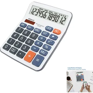 OSALO Taschenrechner Große Tasten Grosse Display Solar 12-Stelliger Tischrechner Bürorechner für Senioren(OS-5M)