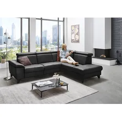Ecksofa DIE PLANBAR "PN-EM23166 L-Form", schwarz, B:261cm H:80cm T:235cm, Sofas, optional mit Kopfteilverstellung und Stauraum