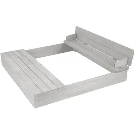 roba Sandkasten Outdoor+ mit Abdeckung und aufklappbarer Sitzbank grau