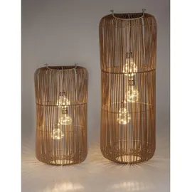 Formano Laterne Rattan Metall 60 cm 3 LED Birnen braun