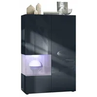 Vladon Vitrine, Silbereichen, 91.5x136.5x37 cm, Wohnzimmer, Wohnwände, Vitrinenschränke