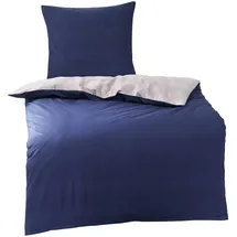 Traumschlaf Mako-Satin Texture Dunkelblau 155 x 200 cm + 80 x 80 cm