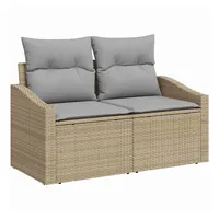 VidaXL Gartensofa 2-Sitzer mit Stauraum und Kissen Beige Poly