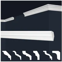Marbet Design Stuckleisten XPS Styropor weiß - Deckenleisten Stuck Decken Styroporleisten E-Leisten - (20 Meter / 10 Leisten E-2)