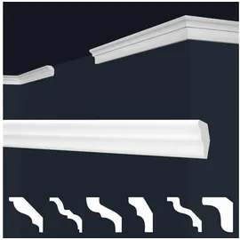 Marbet Design Stuckleisten XPS Styropor weiß - Deckenleisten Stuck Decken Styroporleisten E-Leisten - (20 Meter / 10 Leisten E-2)