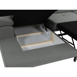 Mirjan24 Ecksofa Torezio Mini Cord, mit Bettkasten und Schlaffunktion, Einstellbare Kopfstützen, 280x170x70-90 cm (Farbe: Poso 0... - Blau