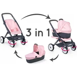 Smoby – Maxi Cosi 3in1 Multifunktions-Puppenwagen Rosa - für Puppen bis 42 cm – wandelbarer Puppenwagen für unterschiedliche bedürfnisse im Quinny-Design, für Kinder ab 3 Jahren