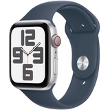 Apple Watch SE 2023 GPS + Cellular 44 mm  Aluminiumgehäuse silber, Sportarmband sturmblau S/M