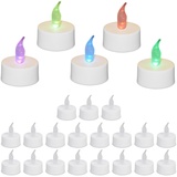 Relaxdays Teelichter mit Farbwechsel, 24er Set LED, Kerzen, H x D: 4,5 x 3,5 cm, weiß