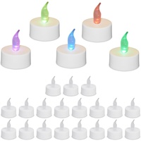 Relaxdays Teelichter mit Farbwechsel, 24er Set LED, Kerzen, H x D: 4,5 x 3,5 cm, weiß