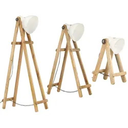 vidaXL Stehlampen 3 Stk. Weiß E27 Mango Massivholz