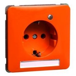 Peha - Steckdose SCHUKO, orange, Beschriftung.,LED, erh. Berührungs., ohne Krallen