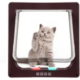 Sailnovo Katzenklappe 4-Way Magnetic Lock hundeklappe Haustiertüre Cat Flap große, 23.5*25*5.5cm Dog Cat Pet Door Flap Easy Install with Telescopic Frame with Heavy Duty Quiet Magnetic Frame, L braun...