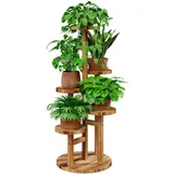 Bamworld Blumenständer Holz Pflanzenständer Pflanzenregal Outdoor Blumenregal Balkon Fensterbank 5 Etagen Garten Wohnzimmer Schlafzimmer