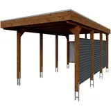 SKANHOLZ Skan Holz Carport Friesland Hybrid 314 cm x 555 cm Nussbaum