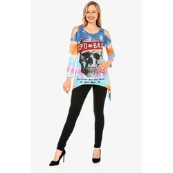 T-Shirt CIPO & BAXX "LONG SLEEVE T-SHIRT", Damen, Gr. L, blau, 100% Baumwolle, bedruckt, Basic, regular fit, Rundhals, Langarm, Shirts