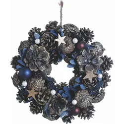 WDMT Weihnachtskranz ländlich | ø 30 cm | Kranz | Weihnachtsdekoration Türkranz | Blau