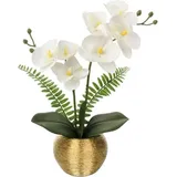 Kunstblumen Orchideen Phalaenopsis Deko Blumen im Goldfarbenen Topf