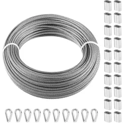VEVOR Stahlseil Drahtseil Seil Draht 316 Edelstahl Ф3,18mmx30,5m 7,1kN 7x7Litzen