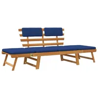 Furnicato Gartenbank mit Auflagen 2-in-1 190 cm Massivholz Akazie