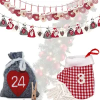 ADVENT KALENDER ZUM BEFÜLLEN Kinder Männer Beauty Beutel Tüten Säckchen extra groß 10x12 Stoff Holz- Klammern (Säckchen)