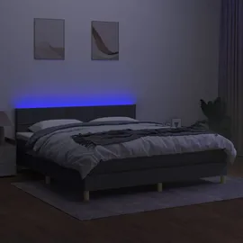 vidaXL Boxspringbett mit Matratze & LED Dunkelgrau 180x200 cm Stoff