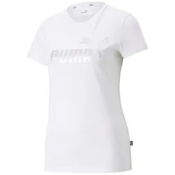 Puma Damen ESS+ Metallic Logo Tee weiß