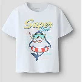 NAME IT T-Shirt NAME IT "NMMFYMZ SS NREG TOP BOX", Mädchen, Gr. 122/128, hellweiß, Jersey, Obermaterial: 95% Baumwolle, 5% Elasthan, bedruckt, unifarben, normal normal, Rundhals, Shirts T-Shirt, mit sommerlichem Frontmotiv