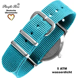 Pacific Time Lernuhr analog Quarz 10808 Gehäusefarbe blau Textilarmband hellblau