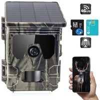 Wildkamera Solar 2K 30MP APP Trail Cam 4G Profi Wildkamera Handyübertragung mit SIM, 120° Erfassungs Winkel Bewegungsmelder Nachtsicht IP66 Wasserdicht für Wildtier Überwachung, 32GB SD Karte