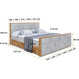 altdecor Boxbett 120 x 200 cm H4 Grau
