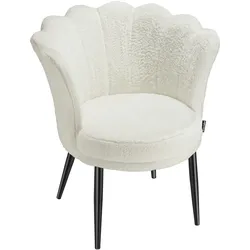 TECTAKE Sessel Stella, dicke Polsterung, 67x64x76cmKunstfell creme/schwarz