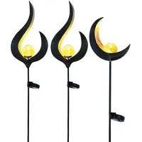 GLOBO LED Solarleuchten Steckleuchten Außenleuchte Dekoration, Flammen-Design Halbmond, IP44,