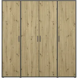 Rauch Kleiderschrank RAUCH "VOYAGER Otto ́s Choice Garderobe Wäscheschrank TOPSELLER Schlafzimmer", grau (graumetallic, eiche artisan), B:187cm H:194cm T:53cm, Holzwerkstoff, Schränke, Kleiderschrank, Schrank mit modernen Griffen in viel Stauraum MADE IN