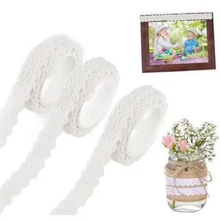 LYTIVAGEN 3 Rollen Spitzenband Weiß Vintage Band Spitzenborte Selbstklebend Spitze Dekoband Spitzenbordüre für Hochzeit, Party, Ostern, Weihnachten, Tischdeko, Handwerk, 1,5cmx2 Yard