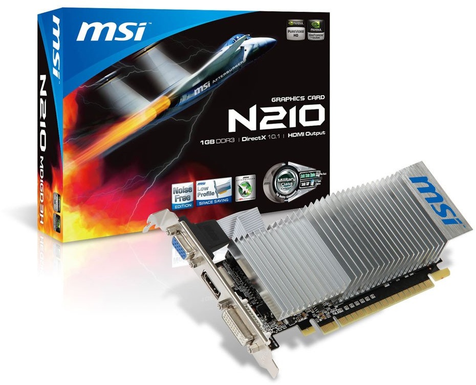 MSI N210-MD1GD3H/LP – NVIDIA GeForce 210 1 GB Grafikkarte (NVIDIA, GeForce 210, 2560 x 1600 Pixel, 1 GB, DDR3-SDRAM, 64 Bit)
