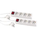 PEARL Verteilersteckdose: 2er Pack Schaltbare 4-Fach-Steckdosenleiste mit Kinderschutz, (Steckdosenleiste abschaltbar, Schutzkontakt-Steckerleiste, Verlängerungskabel)