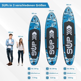 24MOVE 24MOVE® Standup Paddle SUP Board Set BLAU, 320x80x15 cm