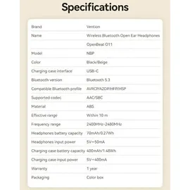 Vention Nbpn0 OpenBeat O11 Beige - One Size