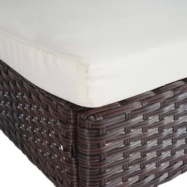 MCW 2er-Set Poly-Rattan Stuhl MCW-G19, Balkonstuhl Gartenstuhl, stapelbar ~ braun, Kissen creme