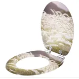 Toilettendeckel Quick-Release, Klodeckel mit Absenkautomatik, o Form wc Deckel mit verstellbaren Scharnieren, Toilettenbrille Montage von oben, mit