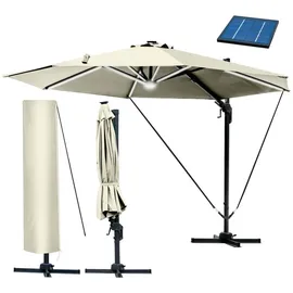 Brast Alu Ampelschirm Ø 360 cm beige inkl. LEDs
