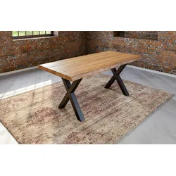 SAM® Esstisch Baumkante massiv Akazie natur 240 x 100 schwarz X-Gestell XEREZ