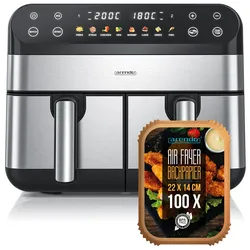 Arendo Heißluftfritteuse, 2400 W, Backofen, Dörrautomat, 3D Umluftsystem, fettarmes gesundes Kochen